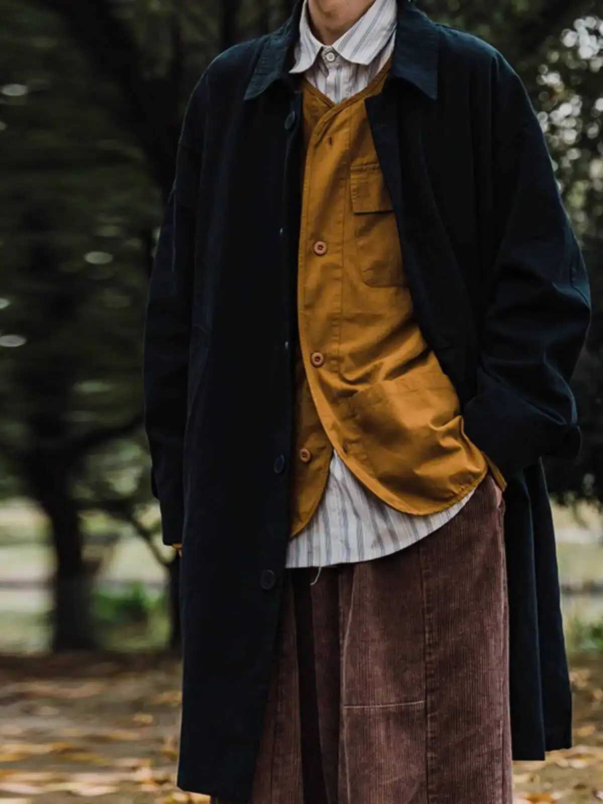 Korean Style Trench Coat Men Streetwear Windbreaker Men Solid Business Casual Loose Sash Fashion Long Overcoat W250815