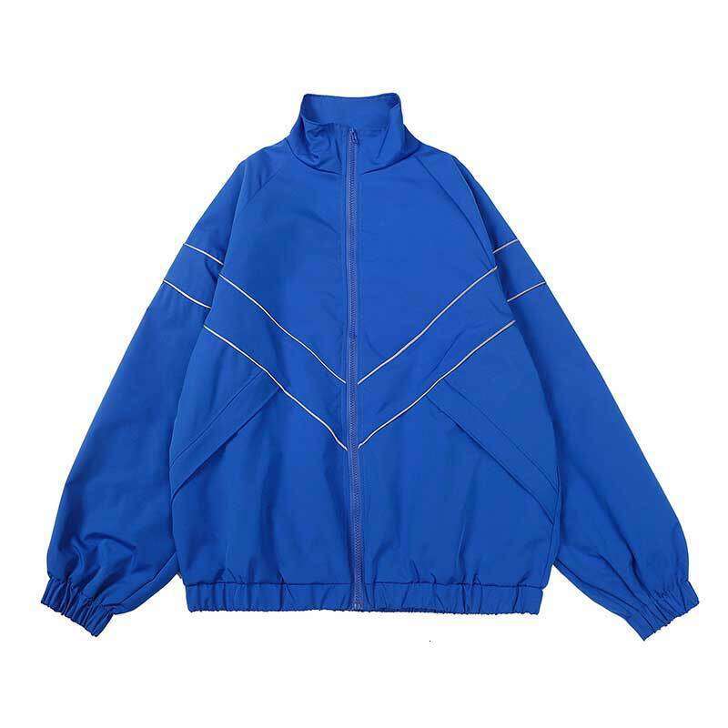 Trendy Brand Solid Color Reflective Sports Autumn Winter New Loose Fit Unisex Windbreaker Versatile Casual Couple Jacket B5