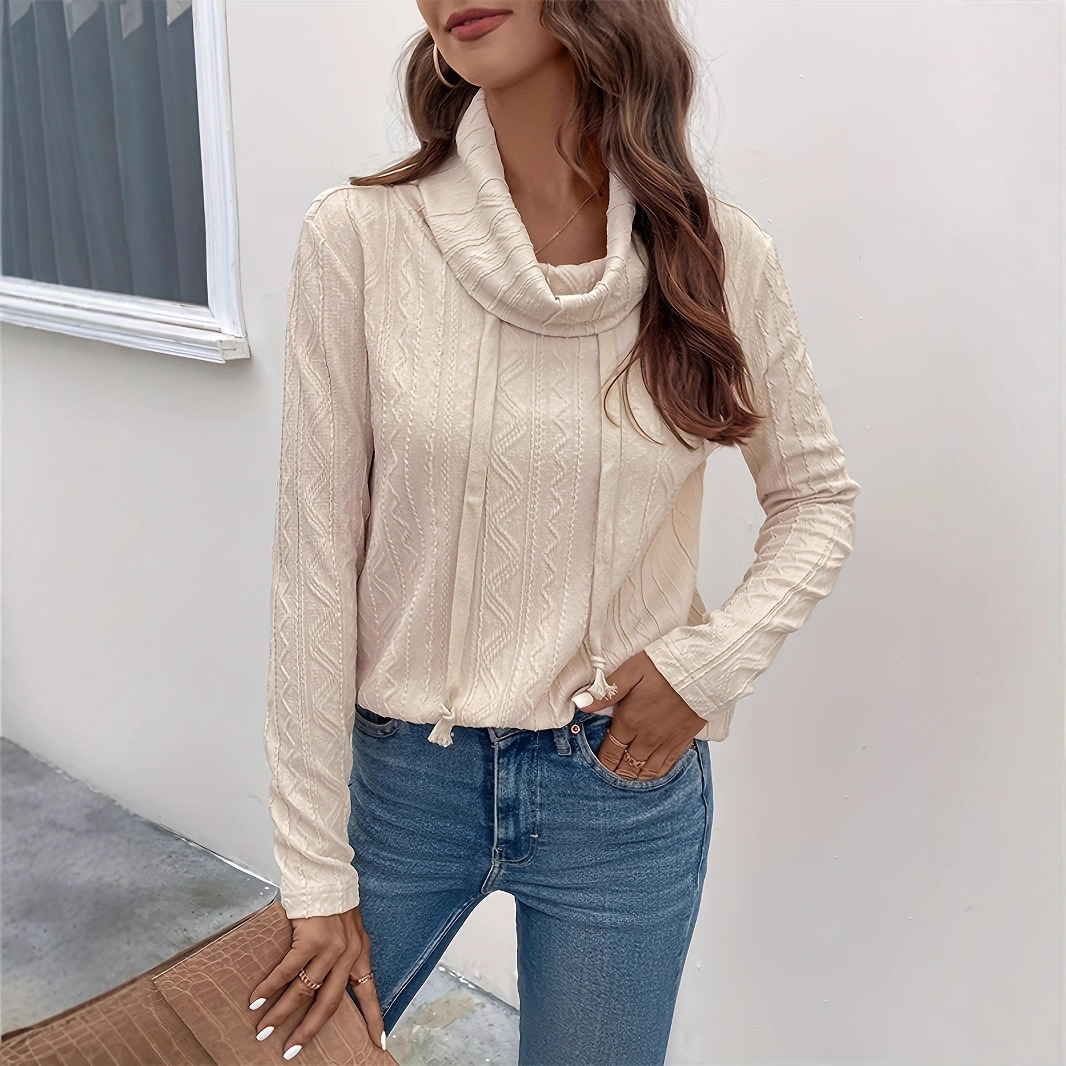 Autumn and Winter New Women's Sweatshirt Long Sleeve Hooded Drawstring Pullover Knitted Sweater for Women