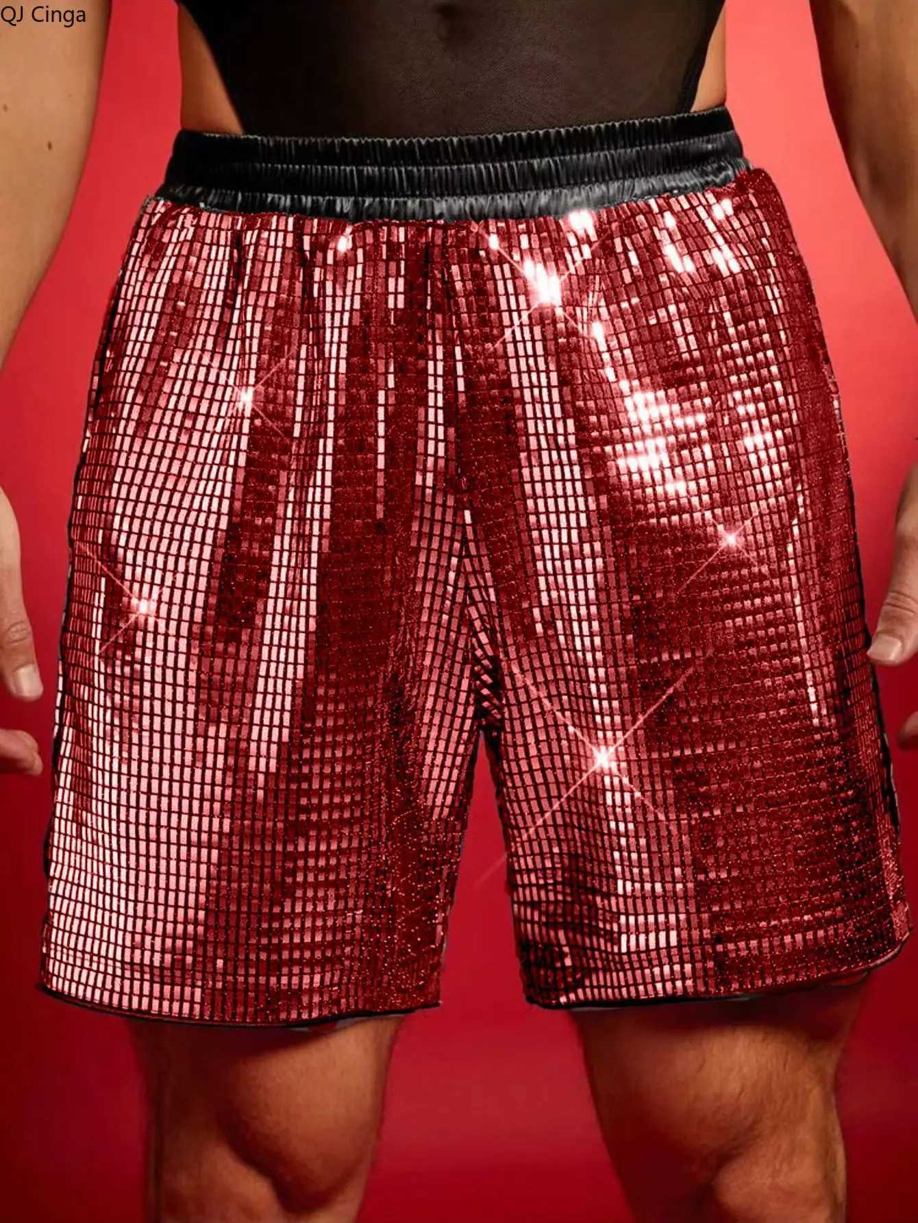 New Summer Mens Gold Plaid Drawstring Shorts Silver Casual Sports Shorts Burgundy Knee-length Pants. Y250814