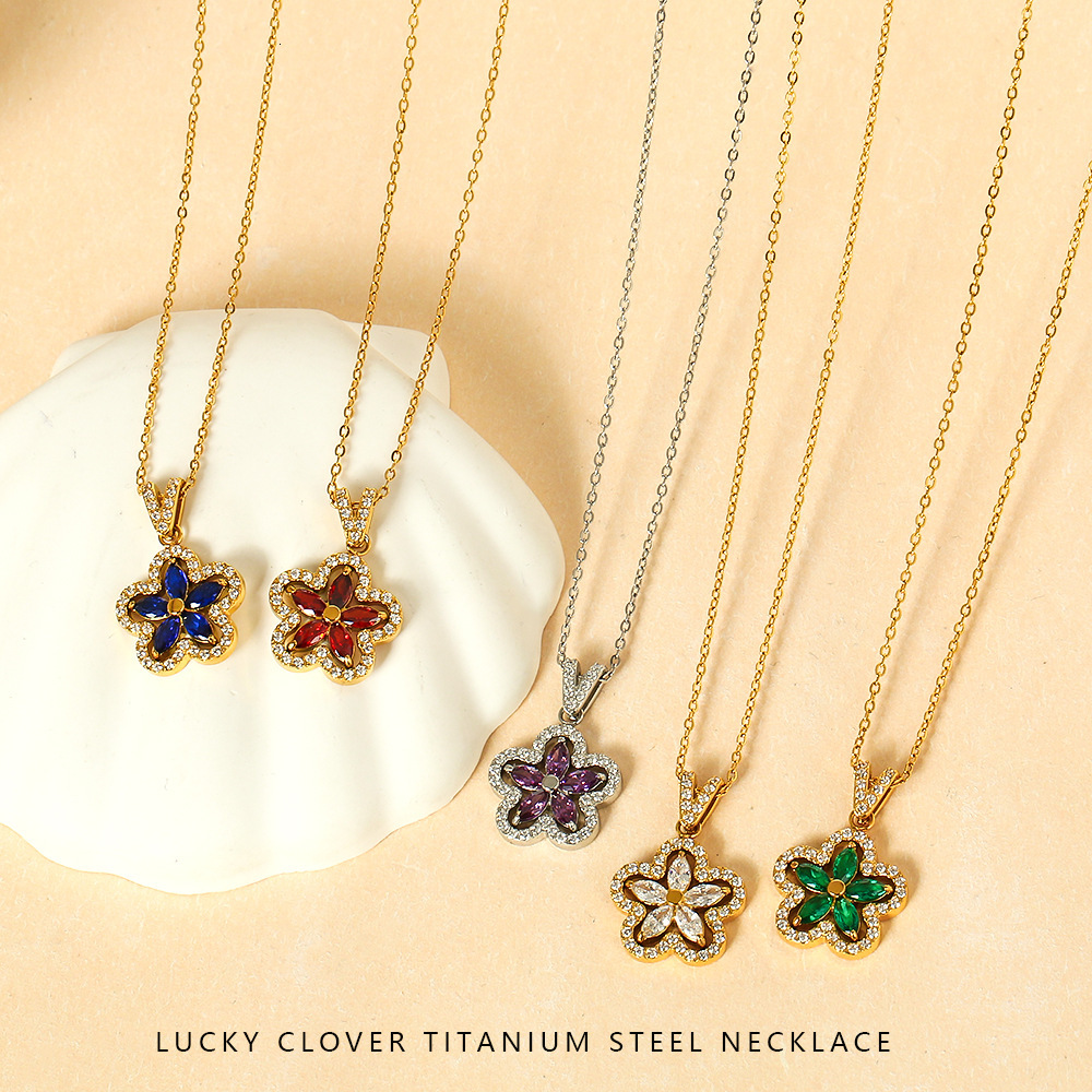 Gold Stainless Steel Inlaid Zircon Dopamine Necklace Simple High-End Feel Women's Non-Fading Jewelry Pendant Jewelry for Women