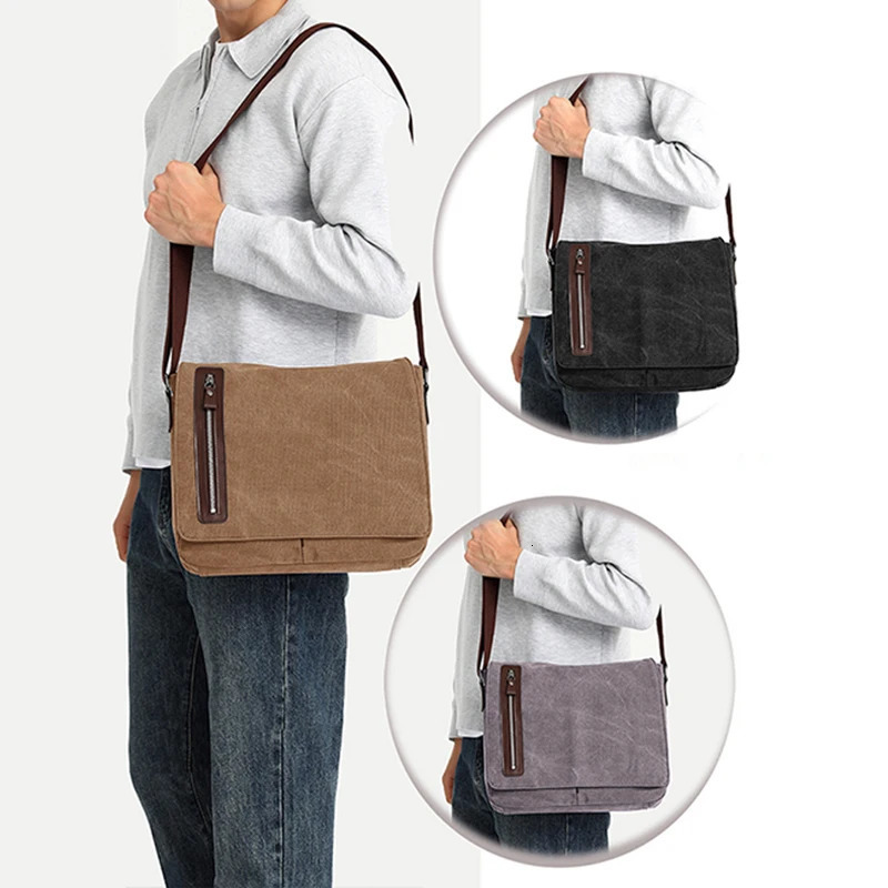 Messenger Bag Men Shoulder Canvas Business Retro Crossbody Vintage Pack Casual Trip Office Portable Travel Fashion Bags Y158A 250809