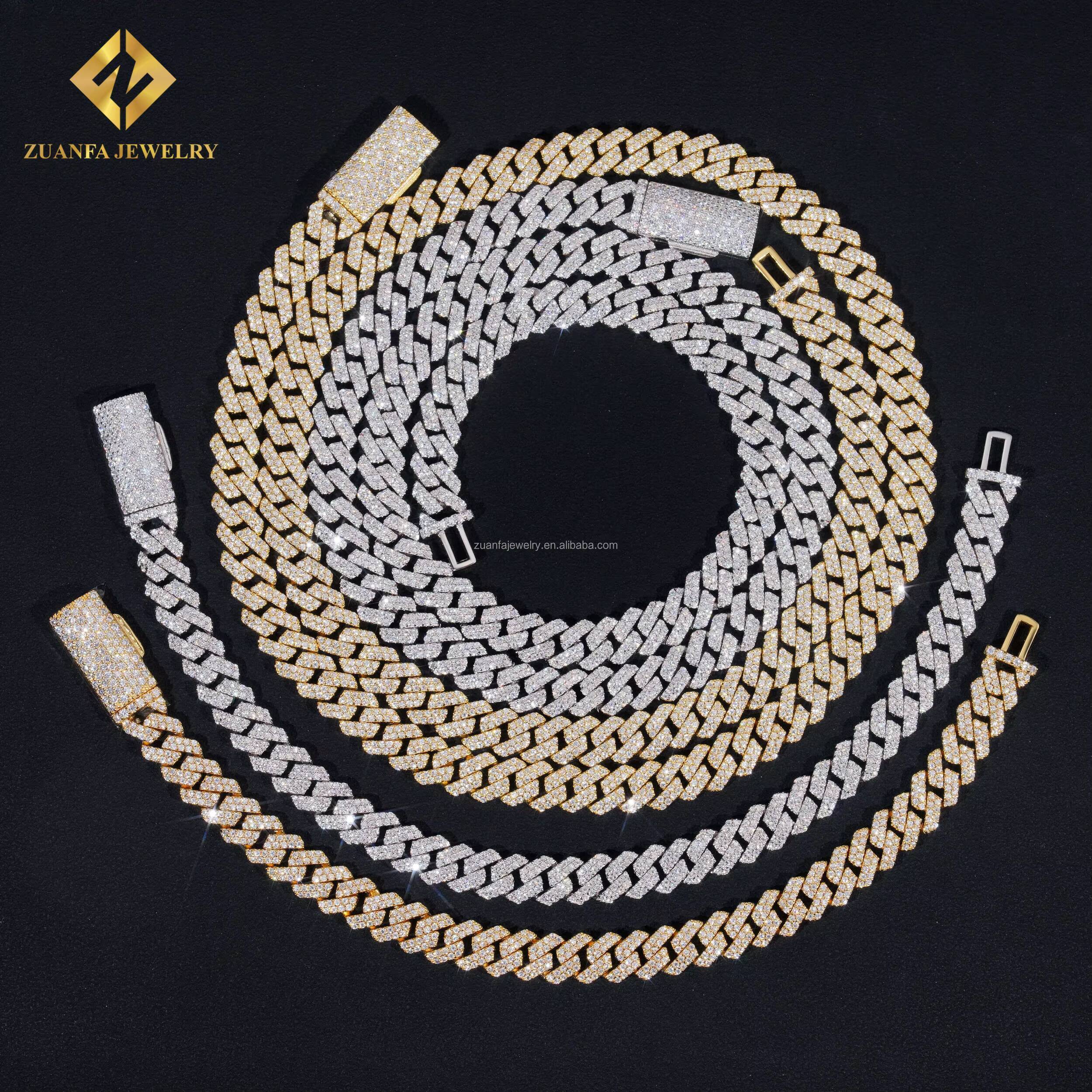 Rapper Hip Hop Cuban Necklace Pass Diamond Tester 925 Solid Silver 6MM 8MM 10MM 12MM Moissanite Cuban Link Chain