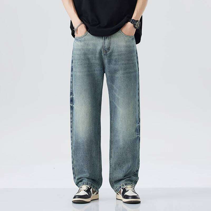 2025 spring/summer new jeans fashion retro Y2k pants street wear casual men's loose straight leg