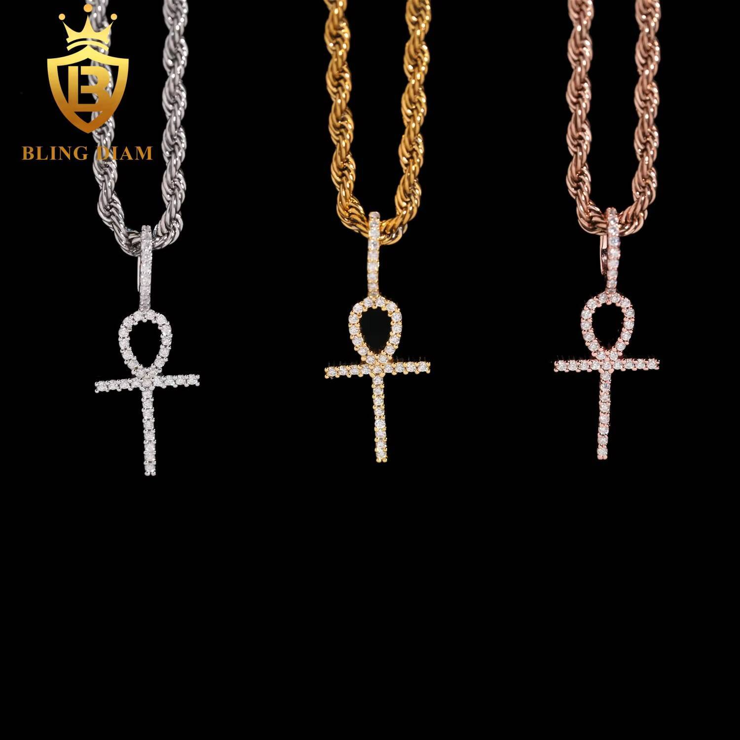 Pass Diamond Tester with GRA Certificate Moissanite 925 Silver Hip Hop Jewelry Iced Out VVS Moissanite Cross Pendant