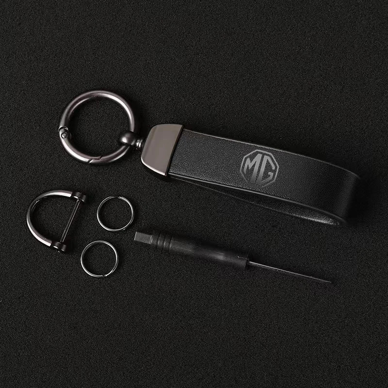 Leather Carbon Fiber Car Rings Keychain Zinc Alloy Keyrings For MG with car accessories 250811