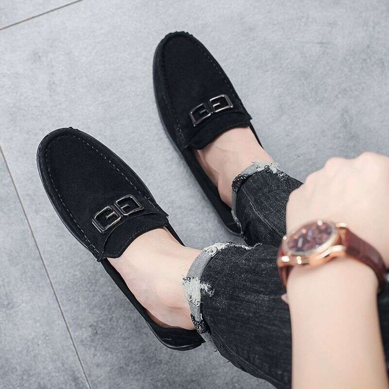 2025 Autumn New Bean Men's Soft Sole Leisure Fashion British Business Lefu Shoes Live Broadcast 8028