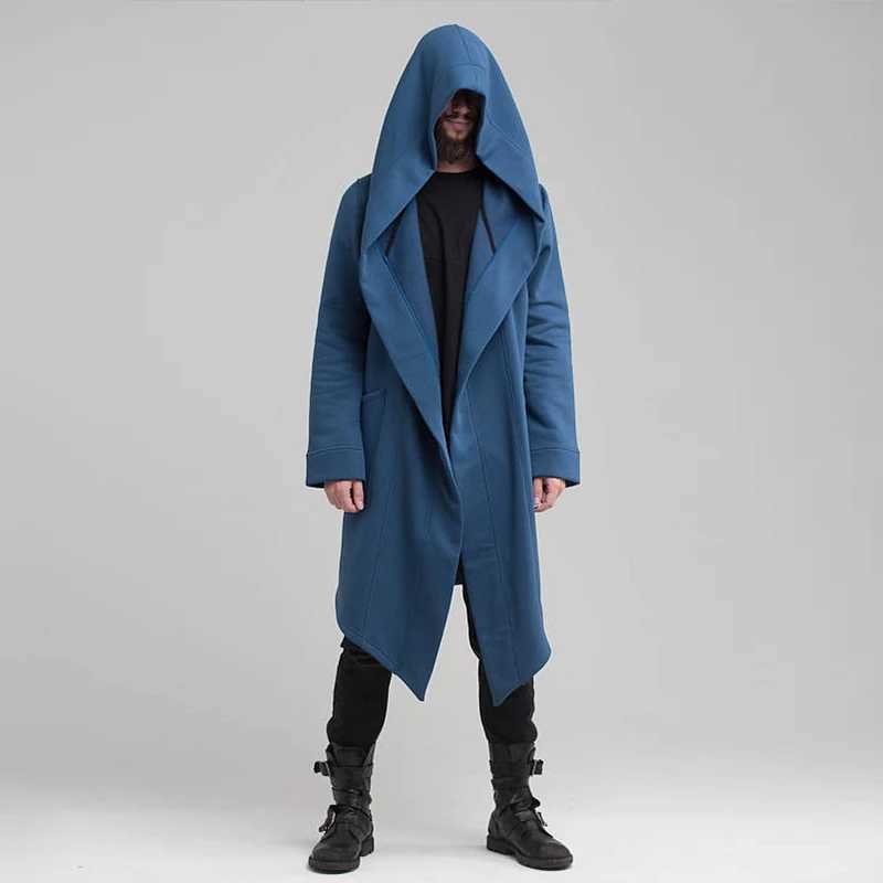 Mens Winter Hooded Cardigan Trench Coat Streetwear Solid Color Windbreaker Leisure Fashion Fleece-lined Jacket Vintage Hoodie W250815