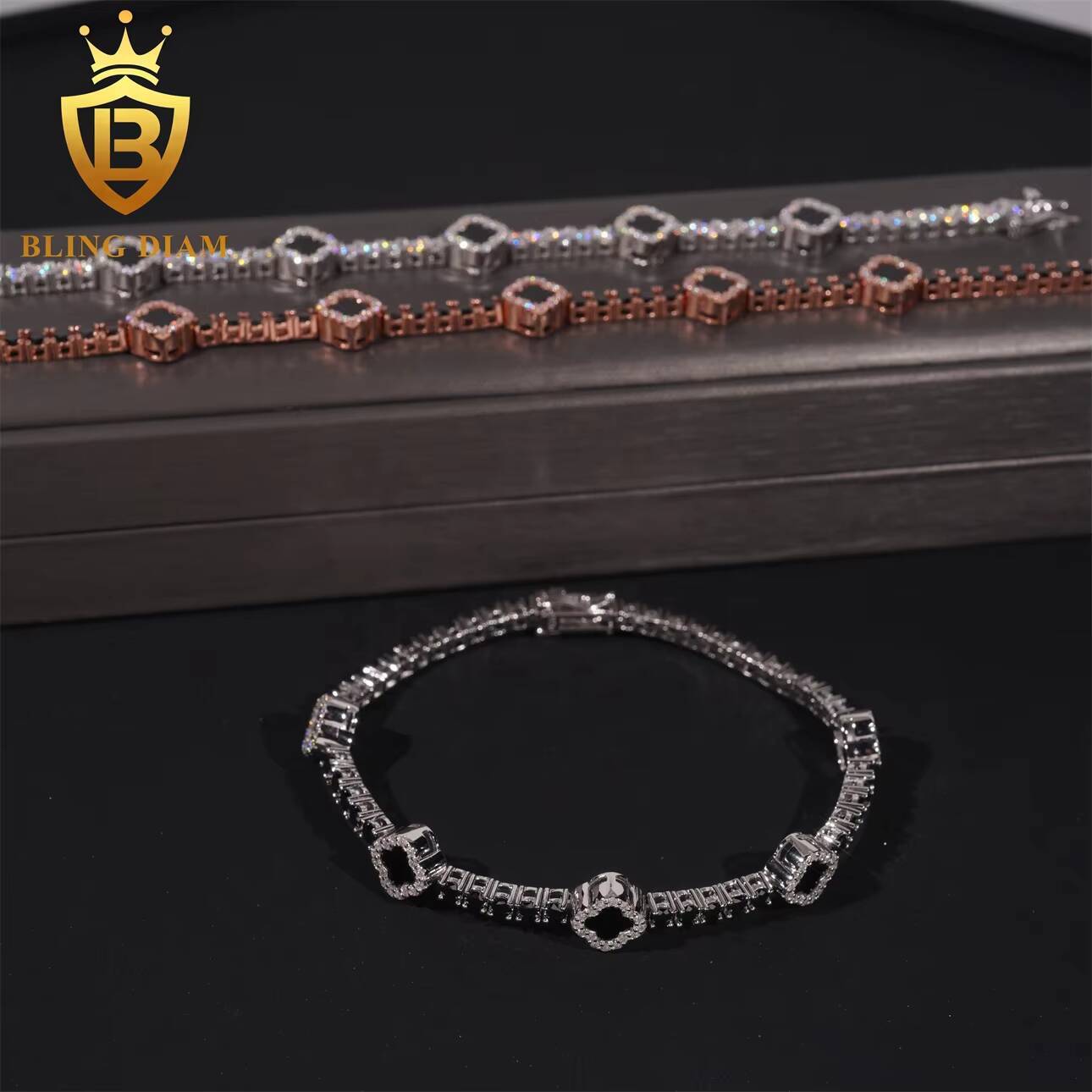 Iced Out Diamond 3mm Hip Hop Fine Jewelry 925 Sterling Silver VVS Moissanite Diamond Tennis Chain Bracelet