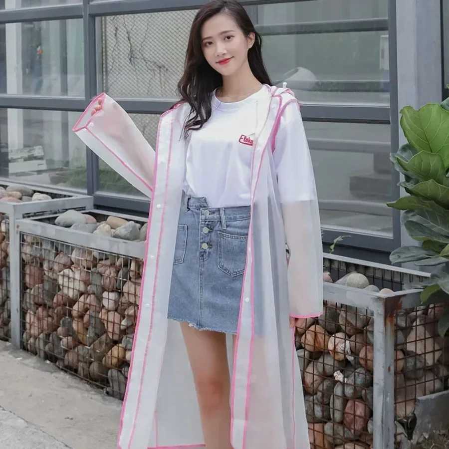 Rain Poncho Zip with Pockets Long Windproof Raincoat Reusable Unisex Solid Ponchos for Outdoor Wide Backpack Y250814