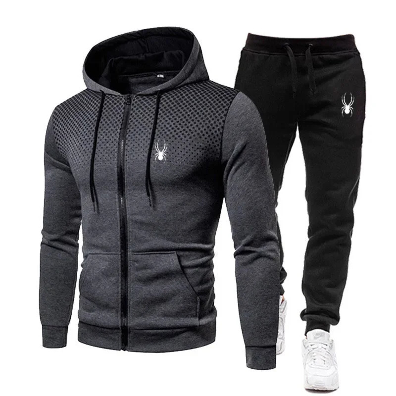 Mens Clothing Sweatshirt Suit Fall Winter Zipper Hooded Sweater Pants Tracksuit Cardigan Two Piece Set 250814