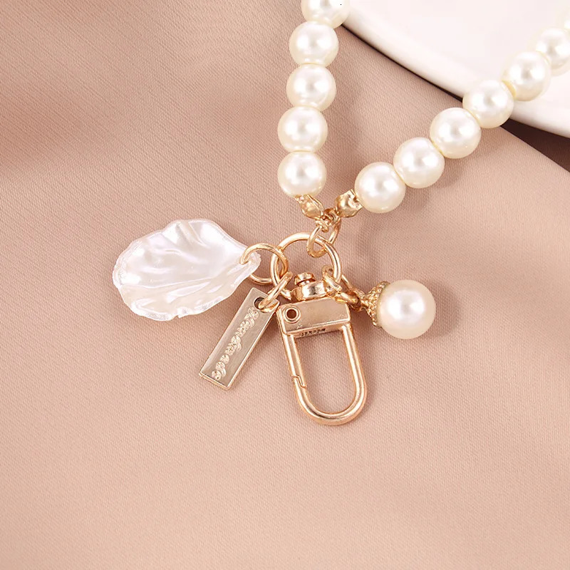 1PC Cute Shell Heart Bow Pearl Beads Chain Pendant Phone Keychain Bag Key 250811