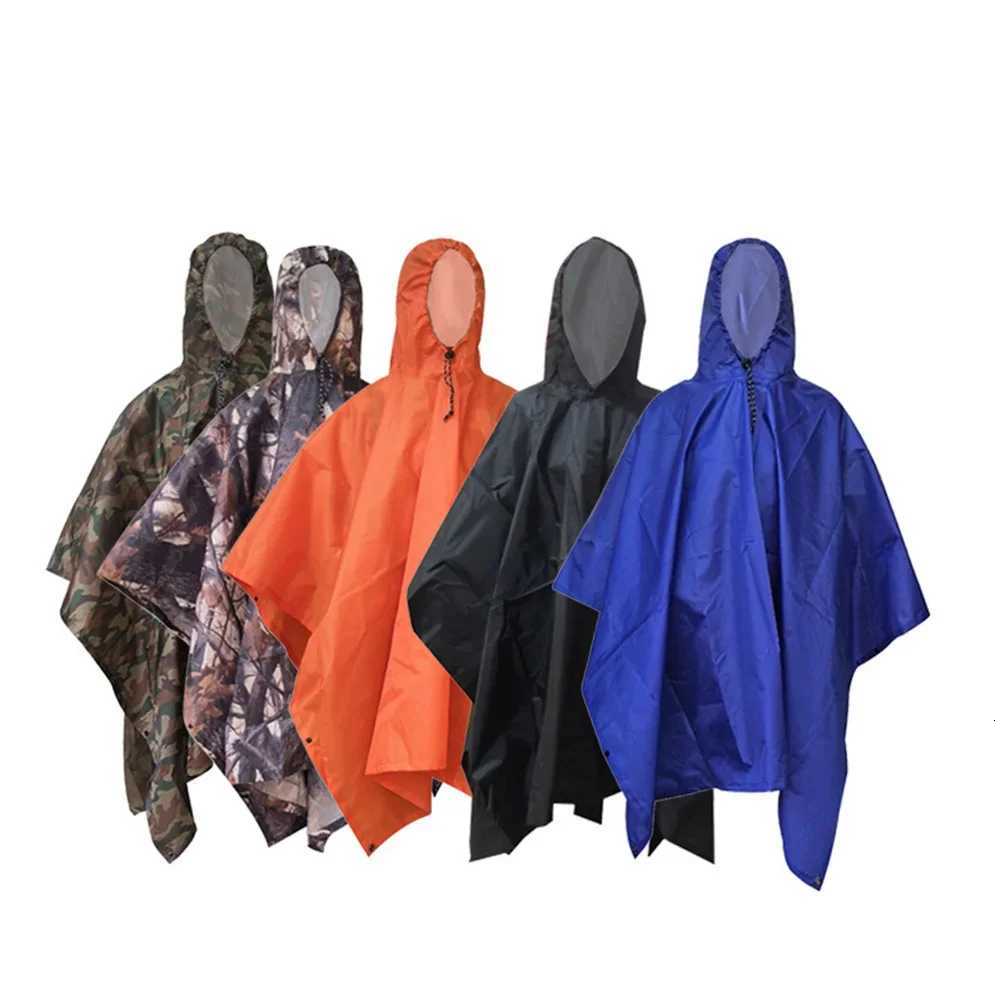 3 in 1 Waterproof Adult Long Raincoat Women Men Rain Coat Hooded Poncho for Outdoor Hiking Travel Fishing Rainwear Suit Y250814