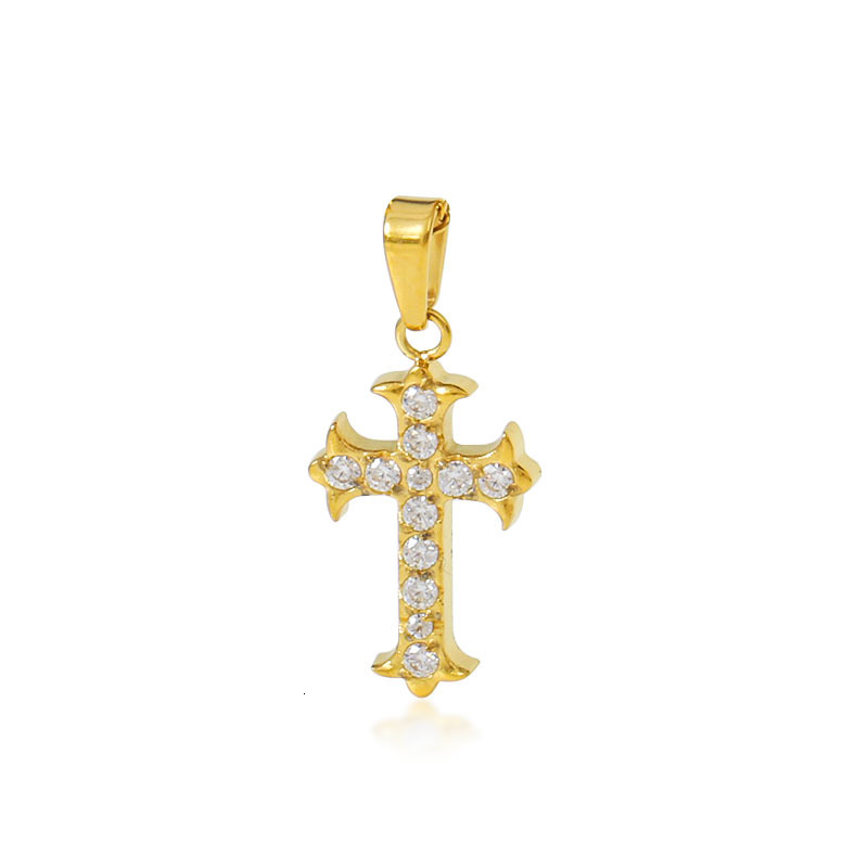 Cross Necklace Accessories Dopamine Micro Pave Zircon Single Dia Small Titanium Steel Metal Pendant DIY Materials Jewelry for Women