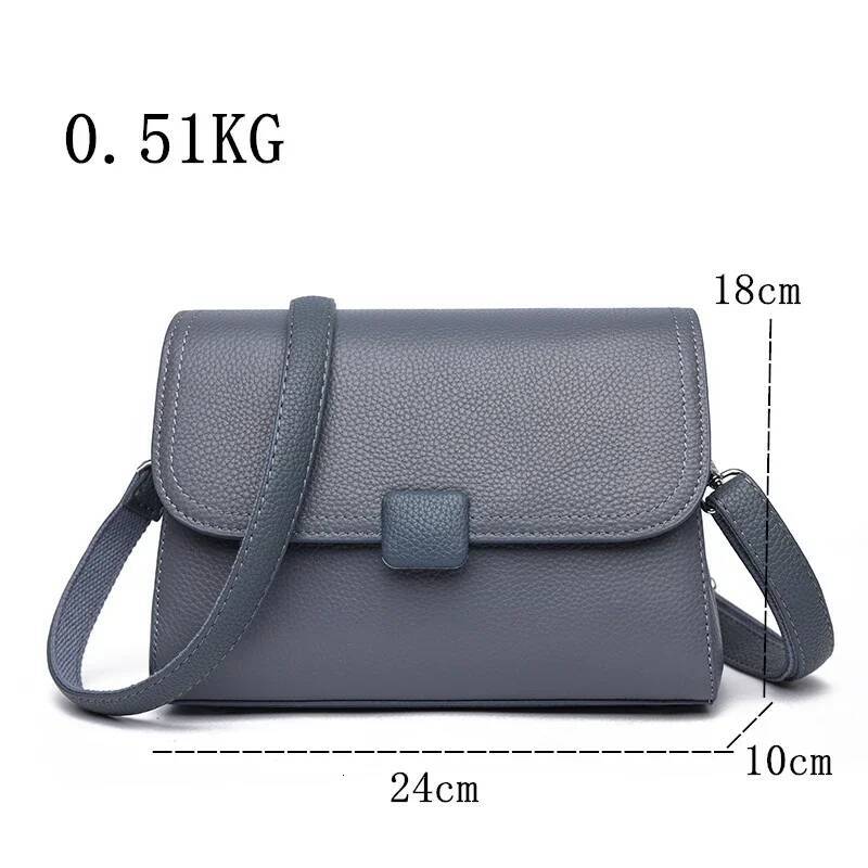 Solid Color Cow Handbag Female Messenger Tote Sac High Quality Genuine Leather Women Crossbody Shoulder Bags