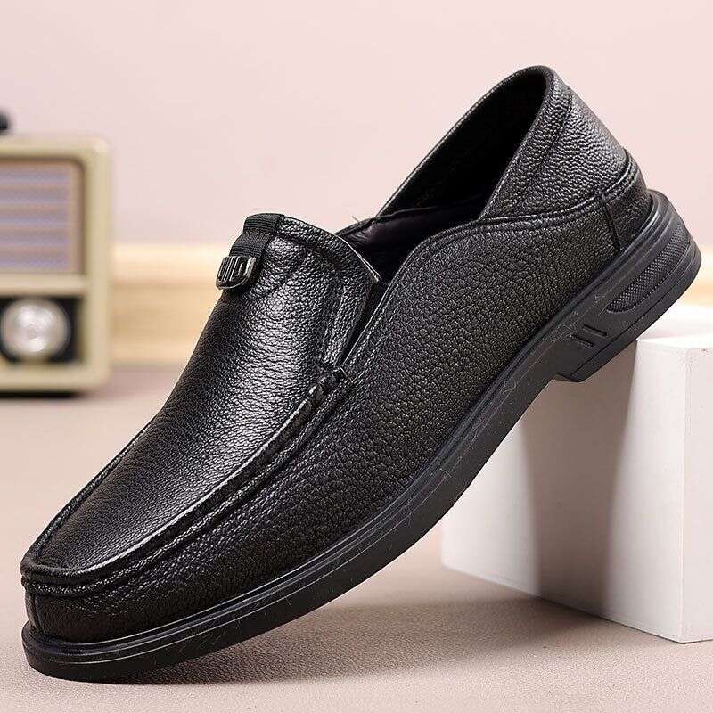 New Sheepskin Casual Leather Sole, Soft Genuine Leather, One Step Kick, Lefu Shoes, Men's Versatile