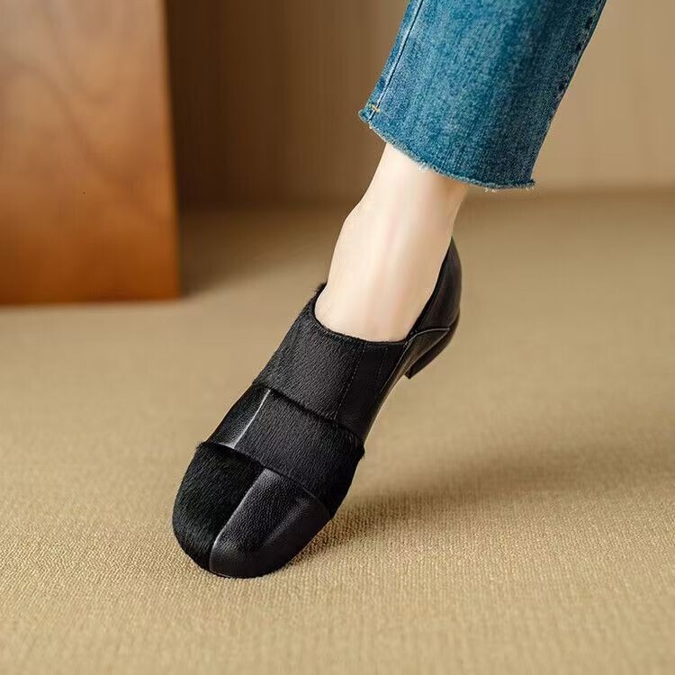 Designer Splicing Lefu Shoes 2025 New Anti slip Round Head Shallow Multi functional Single Shoe