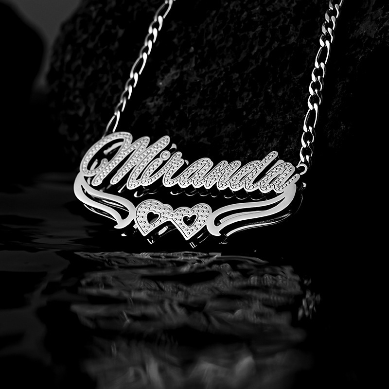 Name Necklace Personalized Double-layer 3D Necklace With Customized Name Stainless Steel Jewelry 241025