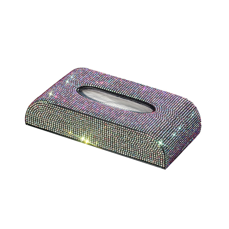 Car-mounted multi-color diamond-encrusted tissue box
