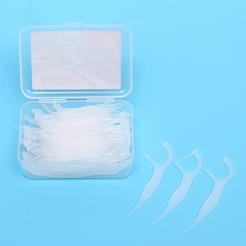 50-piece dental floss box, convenient and portable oral care tool for dining, dental flossing gadget.