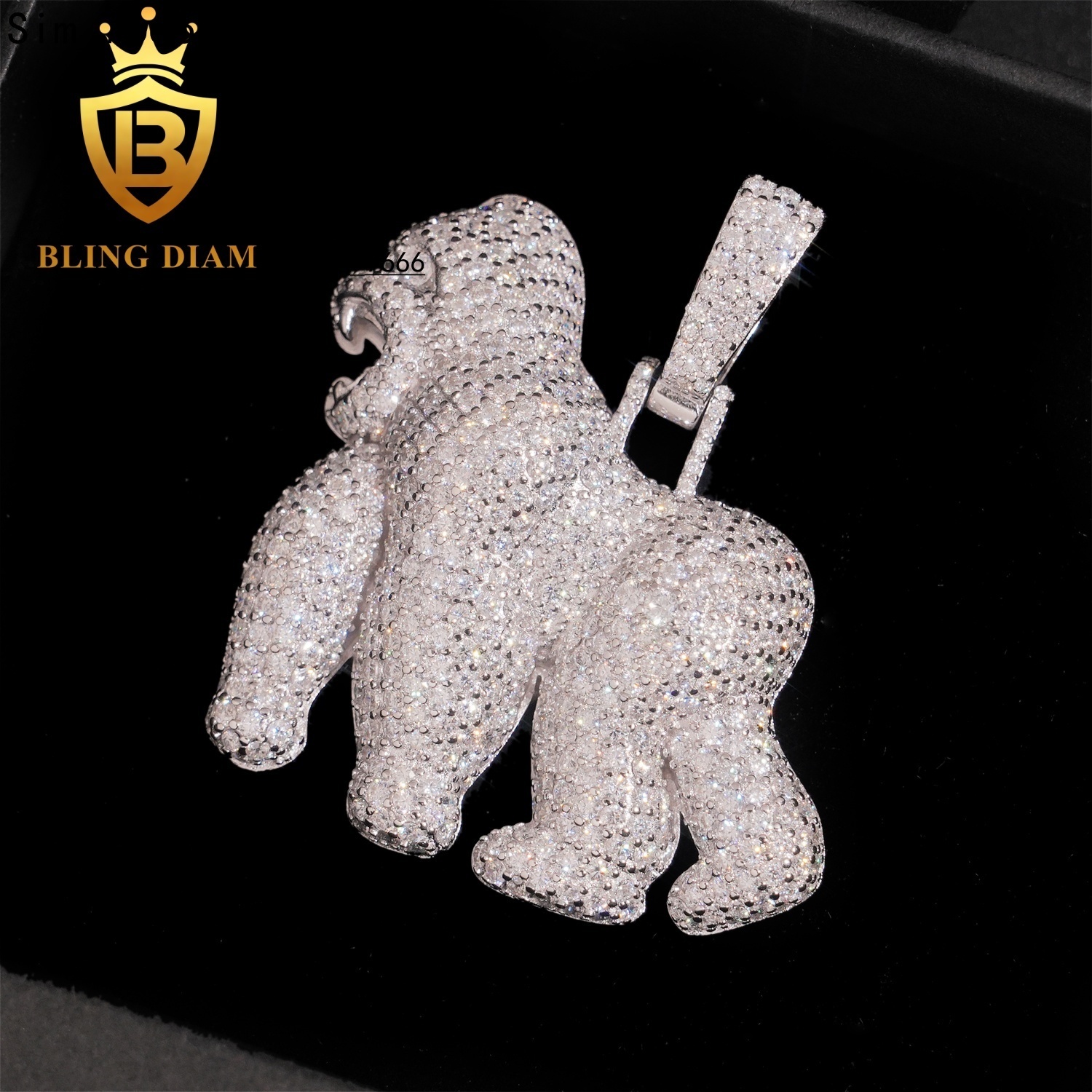 New Design Iced Out Little Chimp Pendant 925 Silver Vvs Moissanite Gorilla Pendants Hip Hop Fashion Gold Plated Pendant