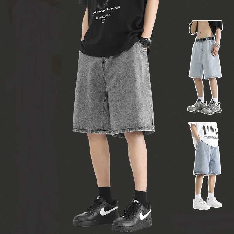 Denim shorts mens 2025 summer new slim fit fashion brand large shorts American high street retro loose washed vintage denim sho Y250814