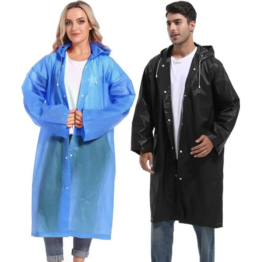 Disposable Adults Reusable RaincoatsWaterproof Rain PonchosAdults-Reusable Emergency Raincoats with Hoodand Drawstring Y250814