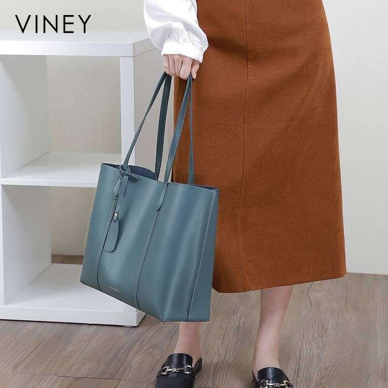 VINEY Big 2025 Women's Spring And New Style Trendy Genuine Leather Tote Large Capacity Commuter Summer Shoulder Bag