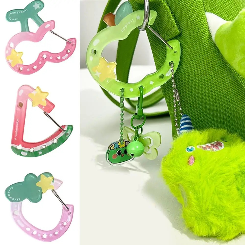 Ins Cute Acrylic Cartoon Keychain Fruit Shape Climbing Button Carabiner Bag Decorative Keychain Bag Pendant Hook Key Hanging 250811