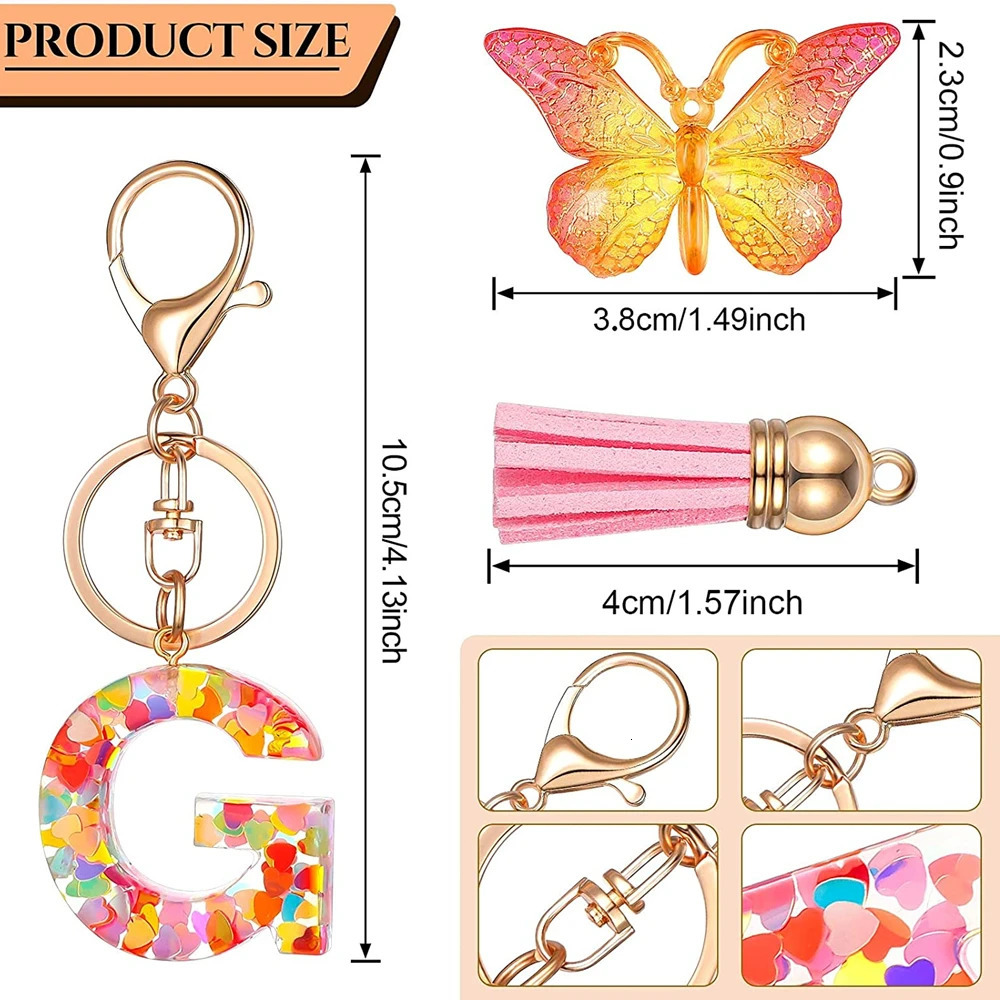 Fashion DIY AZ Letters keychain Metal Holder Pendent Key Chain Women Car Ring Simple Letter Name Party Gift Jewelry 250811