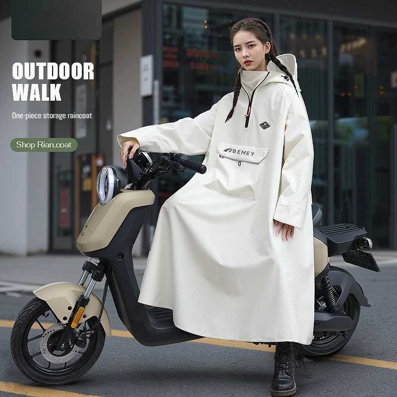 New electric scooter raincoat single person thick and extended raincoat riding electric bike anti drifting motorcycle raincoa Y250814