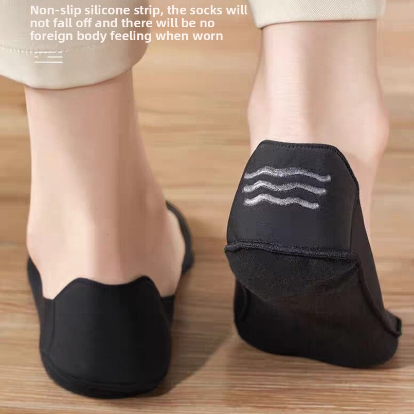 Ice Silk Women, Summer Heel Sponge Invisible Boat Socks, Versatile Non-Slip Socks for Flats and High Heels, Essential Artifact