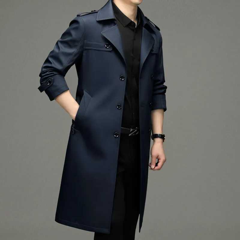 2025 Spring and Autumn New Mens Business Leisure Windbreaker Coat British Style Suit Collar Extended Coat W250815