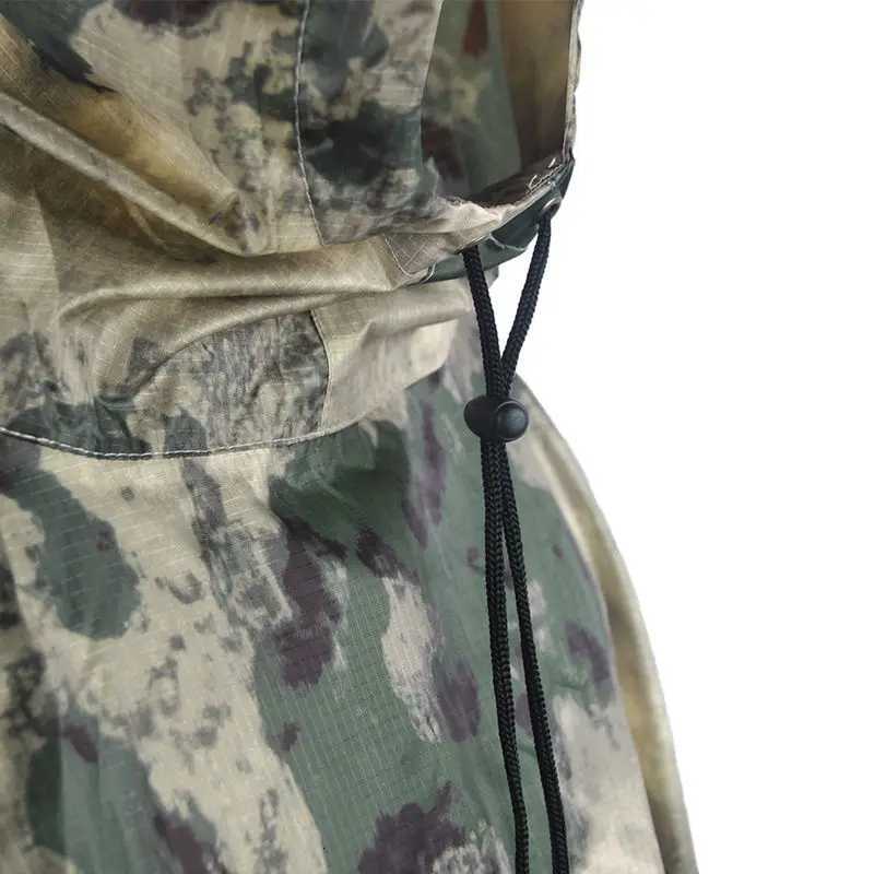 Tactical Jungle A-TACS FG Camouflage Folding Raincoat Portable Poncho Men Waterproof Tourism Rain Cover Army RainWear Y250814