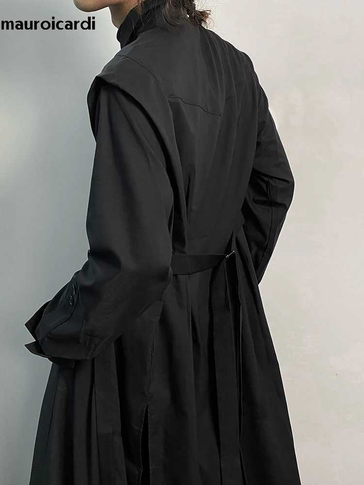 Mauroicardi Spring Autumn Long Black Fitted Shirt Coats For Men Luxury Designer Dark Academia Aesthetic Vintage Clothes 2023 W250815
