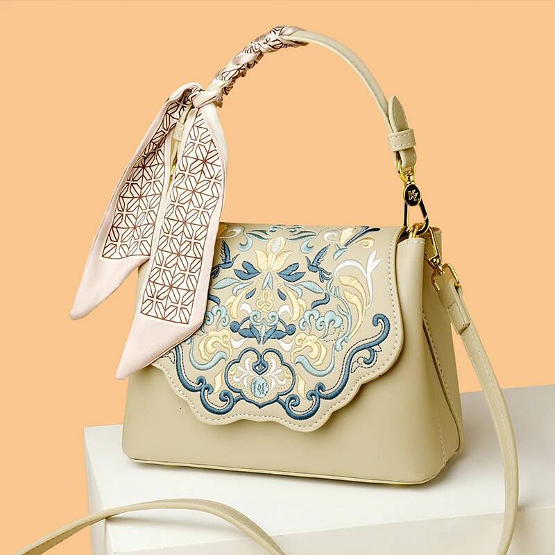 Fashion Embroidery Shoulder Women Designer High Quality Leather Handbag Purse Ladies Small Crossbody Messenger Bag Female