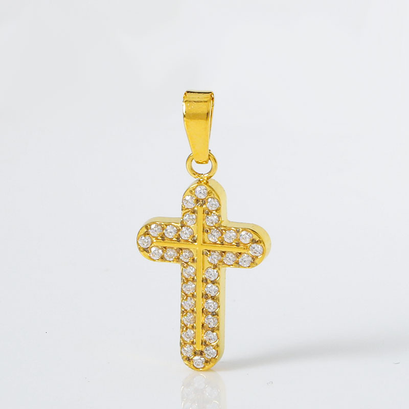 Cross Necklace Accessories Dopamine Micro Pave Zircon Single Dia Small Titanium Steel Metal Pendant DIY Materials Jewelry for Women