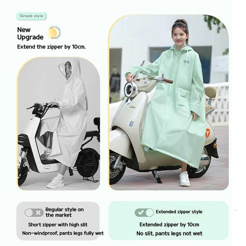 Long full-length anti rainstorm raincoat poncho for adults wearing electric cars Y250814