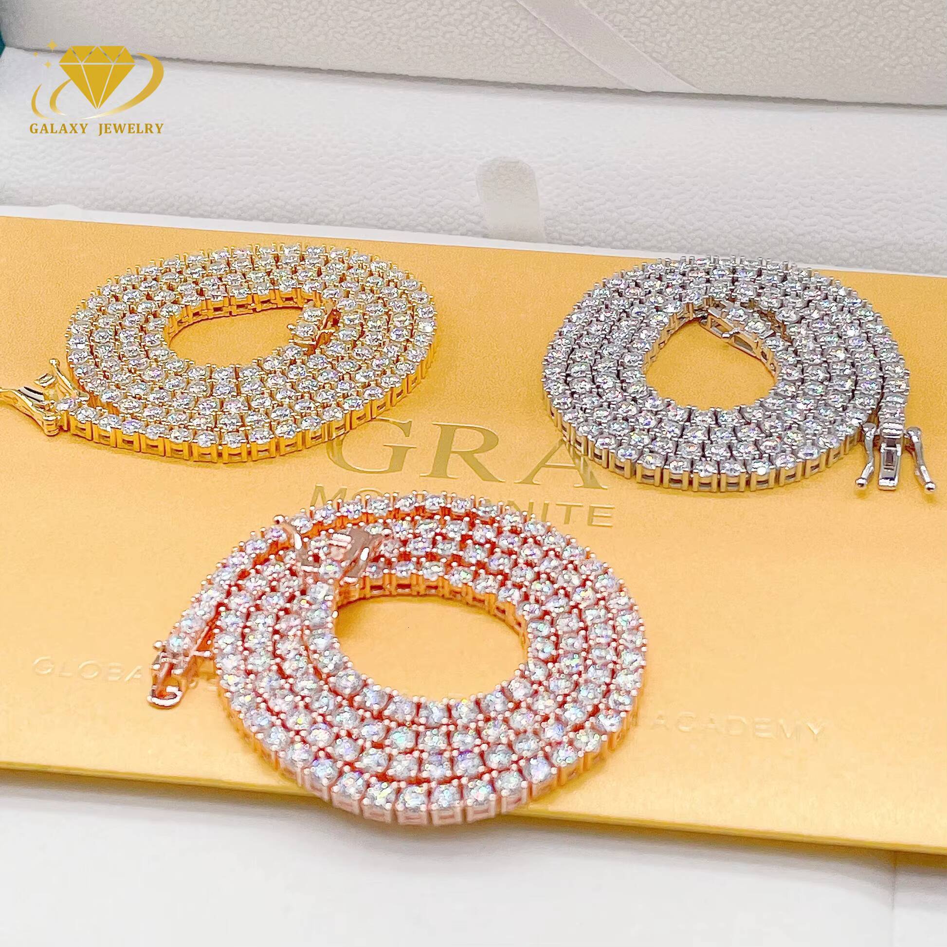 Wholesale Price Hip Hop Jewelry Mossanite Chain Sterling Silver 925 Pass Tester Diamond Chain VVS Moissanite Luxury Tennis Chain