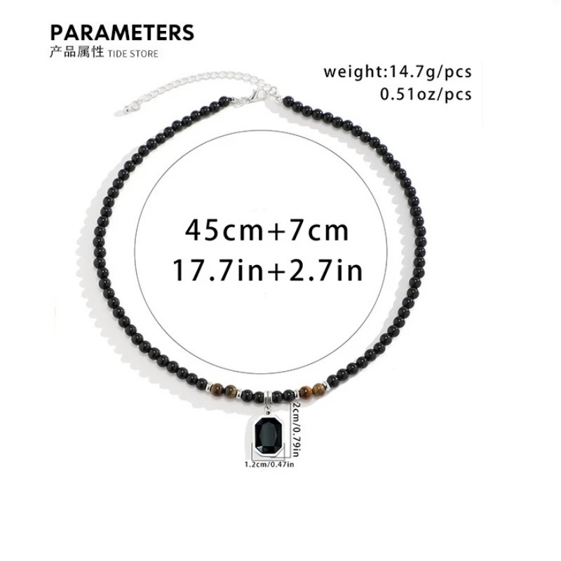 HNSP Black Pearl Bead Necklace For Men Rosary Style Jewelry Accessories Male 250811