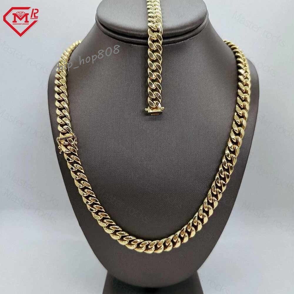 Miami Cuban Necklace Bracelet 12MM Plain Hip Hop Men Chains Solid 925 Sterling Silver Cuban Link Chain