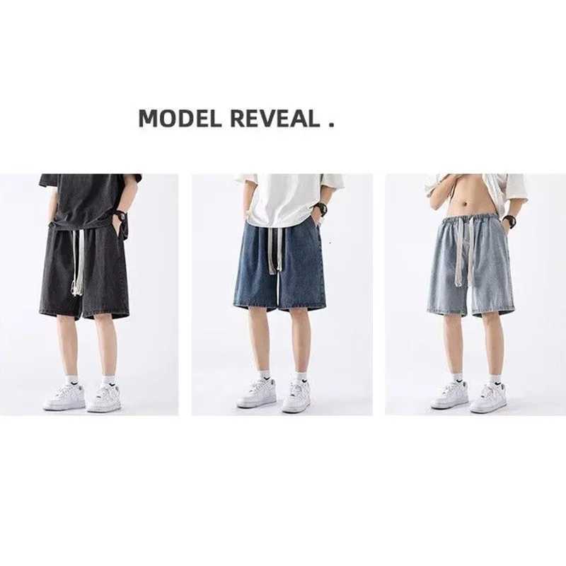Men Loose Fit Denim Shorts Male Summer Fashion New Casual Straight Leg Five Quarter Pants High Street Wide Leg Baggy Pants Y250814
