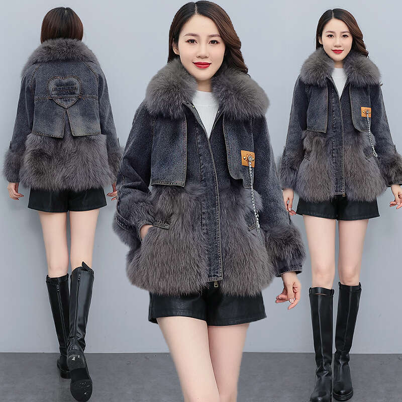 Stitching Denim Women Jacket 2025 New Winter Fashion Cowboy Outerwear Female Tops Casual Jeans Overcoat Ladies Windbreaker Co