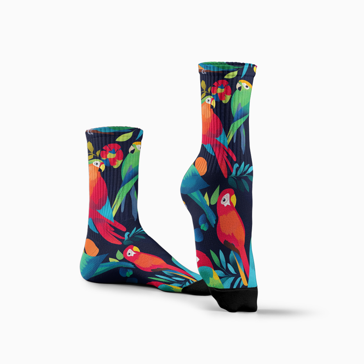 Vibrant Parrot Print Unisex Tube Designer Sock C149