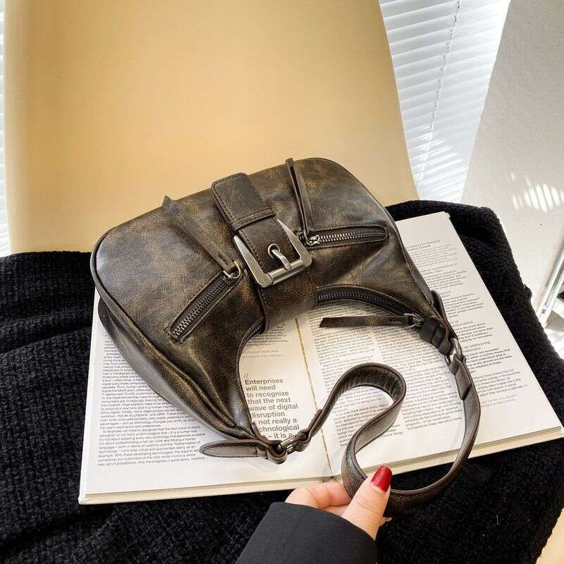 New women's motorcycle handbag armpit shoulder bag wear-resistant waterproof PU