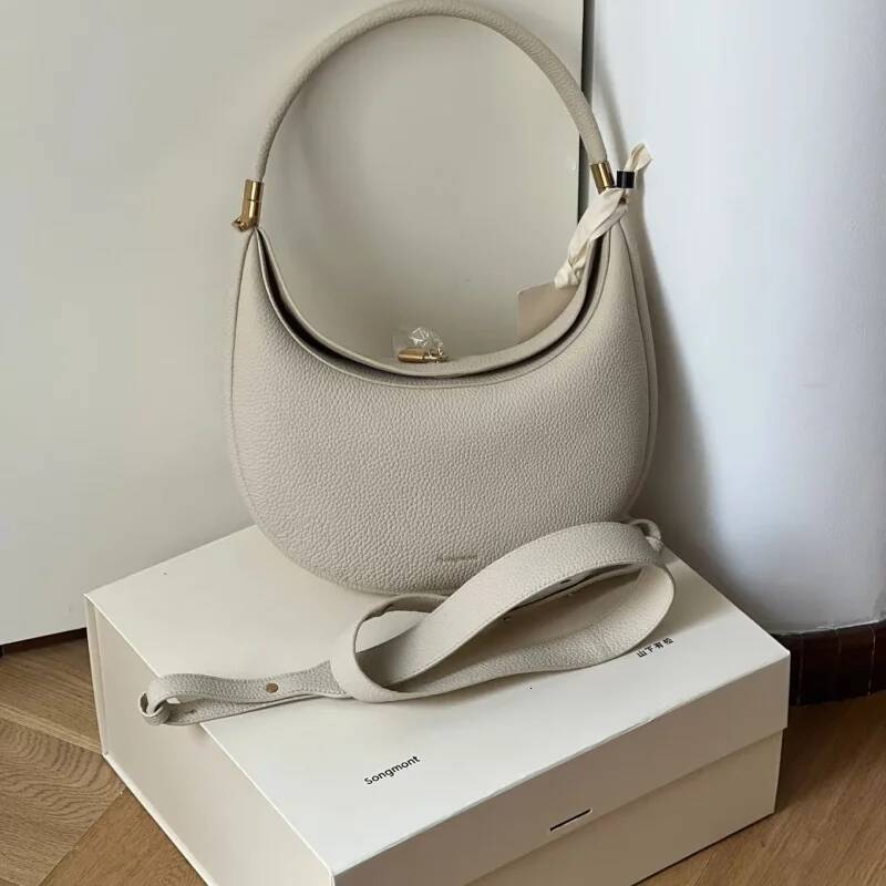 French Elegant Crescent Brand Design High Quality Genuine Leather Shoulder Bag New Fashion Handheld Underarm Bags