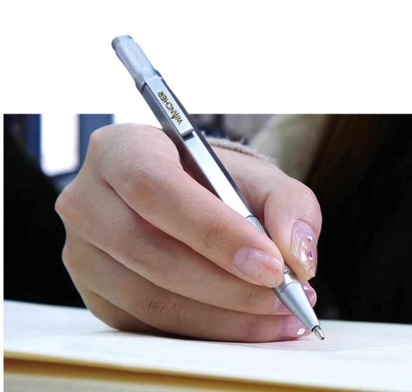 Ballpoint Pens WANCHER Pen Original Hexagon Brass Metal Rotary Black 05mm Refill Replaceable W1558 Office School Stationery 230707