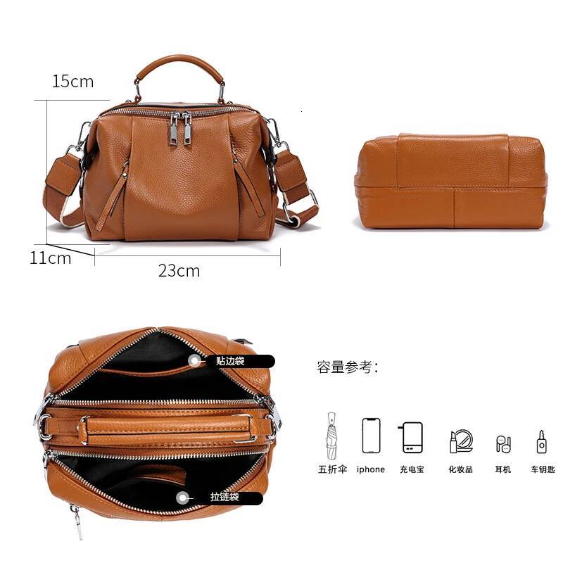 Women's Cowhide Genuine Shoulder Bags Lady Solid Fashion Handbag Female Designer Crossbody Cow Leather Bag Ladies