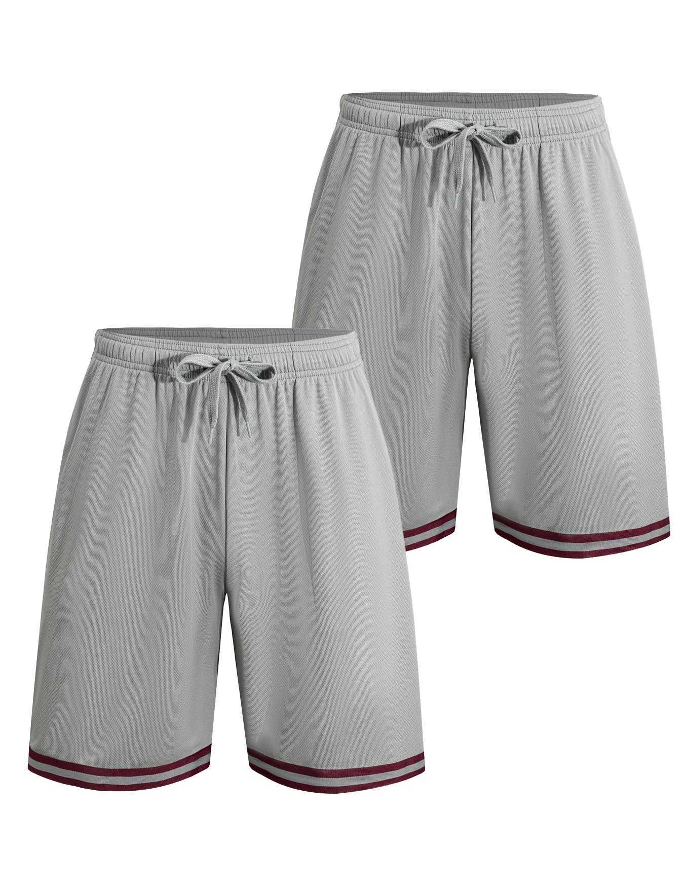 Two mens casual sports shorts quick drying active training running shorts equipped with elastic waistband and drawstring Y250814