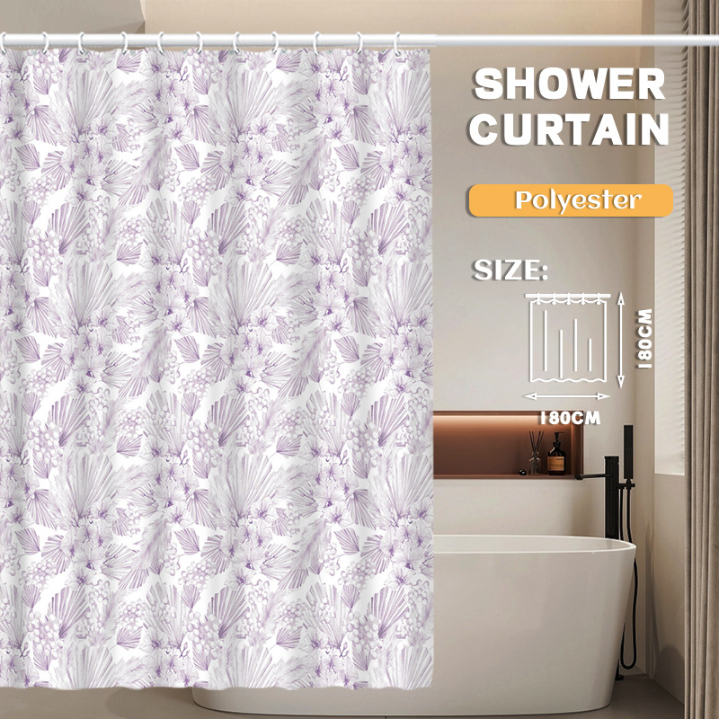 YL-37011 Manufacturer Spot Digital Printed Fabric Shower Curtain Waterproof Thickened Bathroom Partition Curtain with Hook